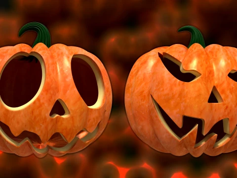 32 Halloween Pumpkin s Expressive Jack-o-Lanterns 3D Model