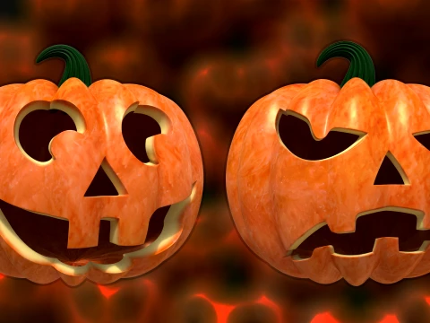 32 Halloween Pumpkin s Expressive Jack-o-Lanterns 3D Model