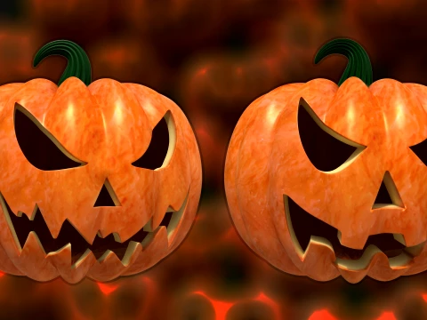 32 Halloween Pumpkin s Expressive Jack-o-Lanterns 3D Model