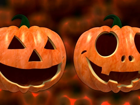 32 Halloween Pumpkin s Expressive Jack-o-Lanterns 3D Model