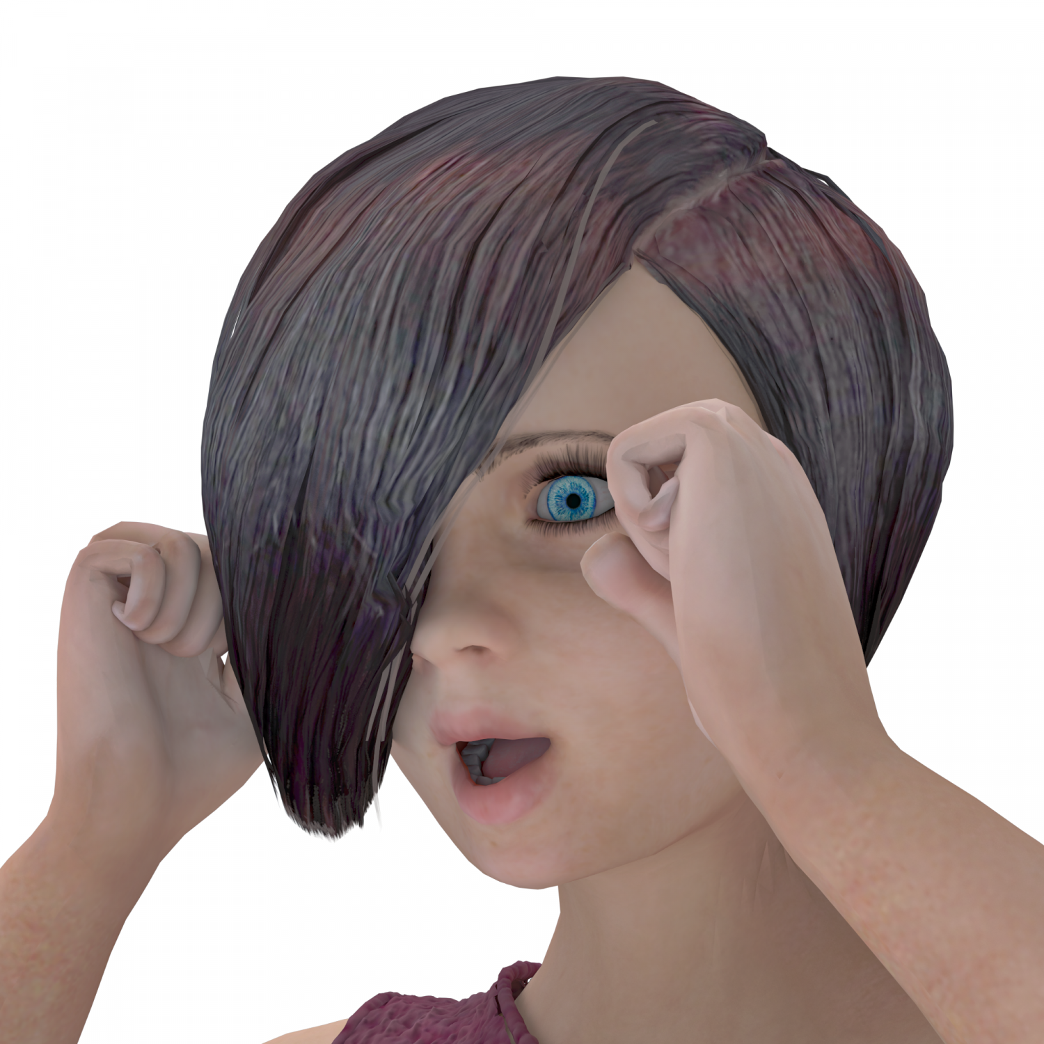 Short Hair Hair Style Girl Short Hair Cape 4 - 3D Model by cg-bob