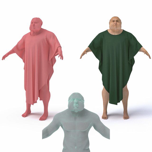 3d old character with clothing 3D Модель .c4d .max .obj .3ds .fbx .stl .blend 
