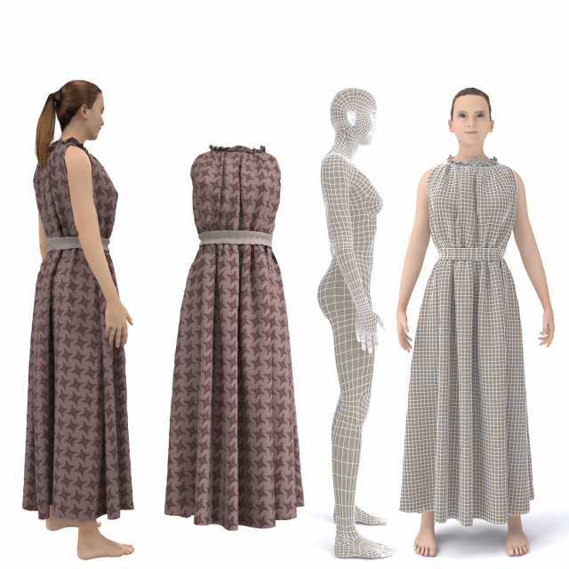 3d character female with clothing dress 3D Model .c4d .max .obj .3ds .fbx .stl .blend