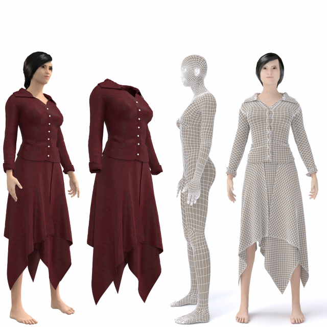 3d character female with secretary clothing Modèle 3D .c4d .max .obj .3ds .fbx .stl .blend