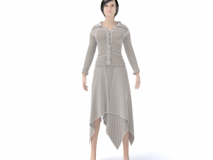 3d character female with secretary clothing Modèle 3D