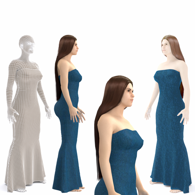 3d character with clothing dress Model 3D .c4d .max .obj .3ds .fbx .stl .blend 