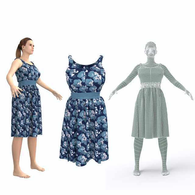 3d character female with clothing dress Model 3D .c4d .max .obj .3ds .fbx .stl .blend 