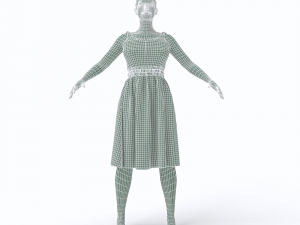 3d character female with clothing dress Model 3D
