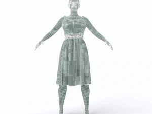 3d character female with clothing dress 3D Model