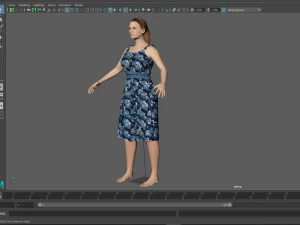 3d character female with clothing dress 3D Model