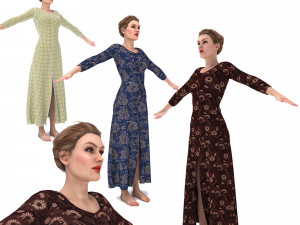 3d character female with clothing dress 3D Models
