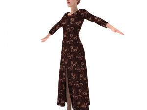 3d character female with clothing dress 3D 模型