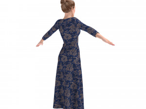 3d character female with clothing dress 3D 模型