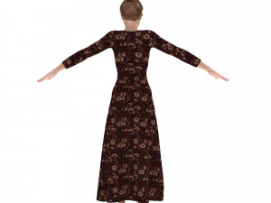 3d character female with clothing dress 3D Model