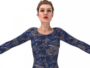 3d character female with clothing dress 3D 模型