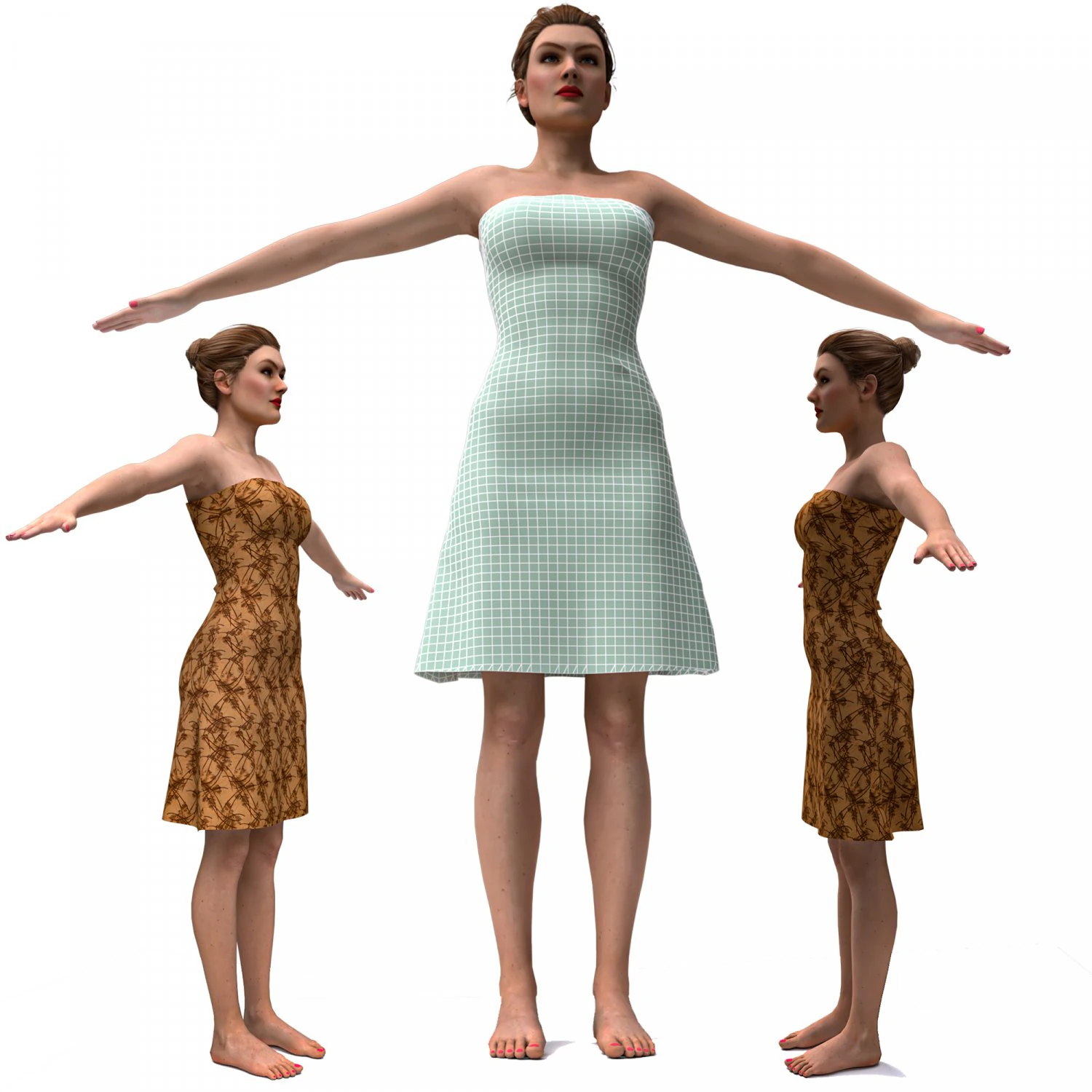 3차원, 현실적이다, 여성, 와, 의류 3D 모델 .c4d .max .obj .3ds .fbx .stl .blend 