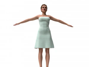 3차원, 현실적이다, 여성, 와, 의류 3D 모델