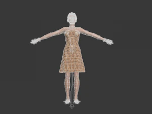 3차원, 현실적이다, 여성, 와, 의류 3D 모델