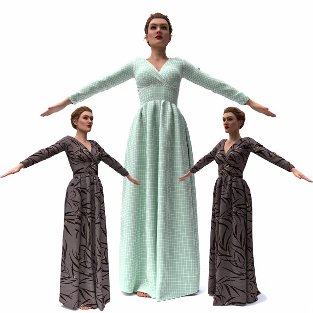 3d female with cloth dress model Model 3D .c4d .max .obj .3ds .fbx .stl .blend 
