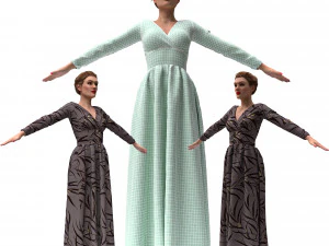 Modelo 3d feminino com vestido de pano Modelo 3D