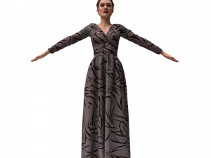 3d female with cloth dress model Model 3D