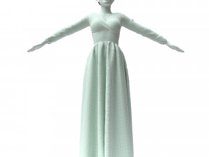 3d female with cloth dress model Model 3D