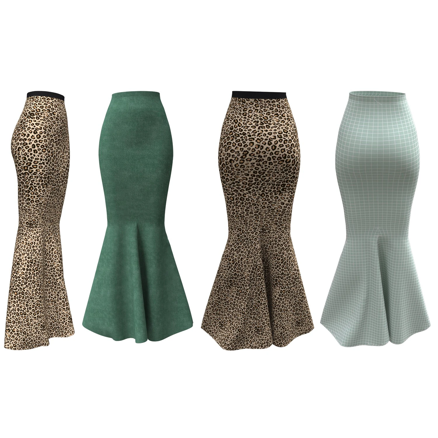 3d skirts fishtail 1 3D Model .c4d .max .obj .3ds .fbx .stl .blend 