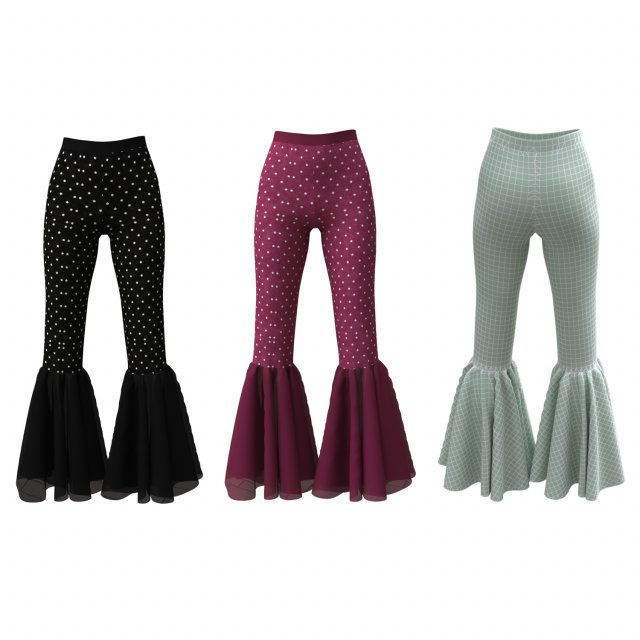 pants fancy flared bottom 3D मॉडल .c4d .max .obj .3ds .fbx .stl .blend 