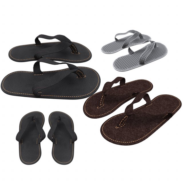 3d leather slipper 3D Модель .c4d .max .obj .3ds .fbx .stl .blend