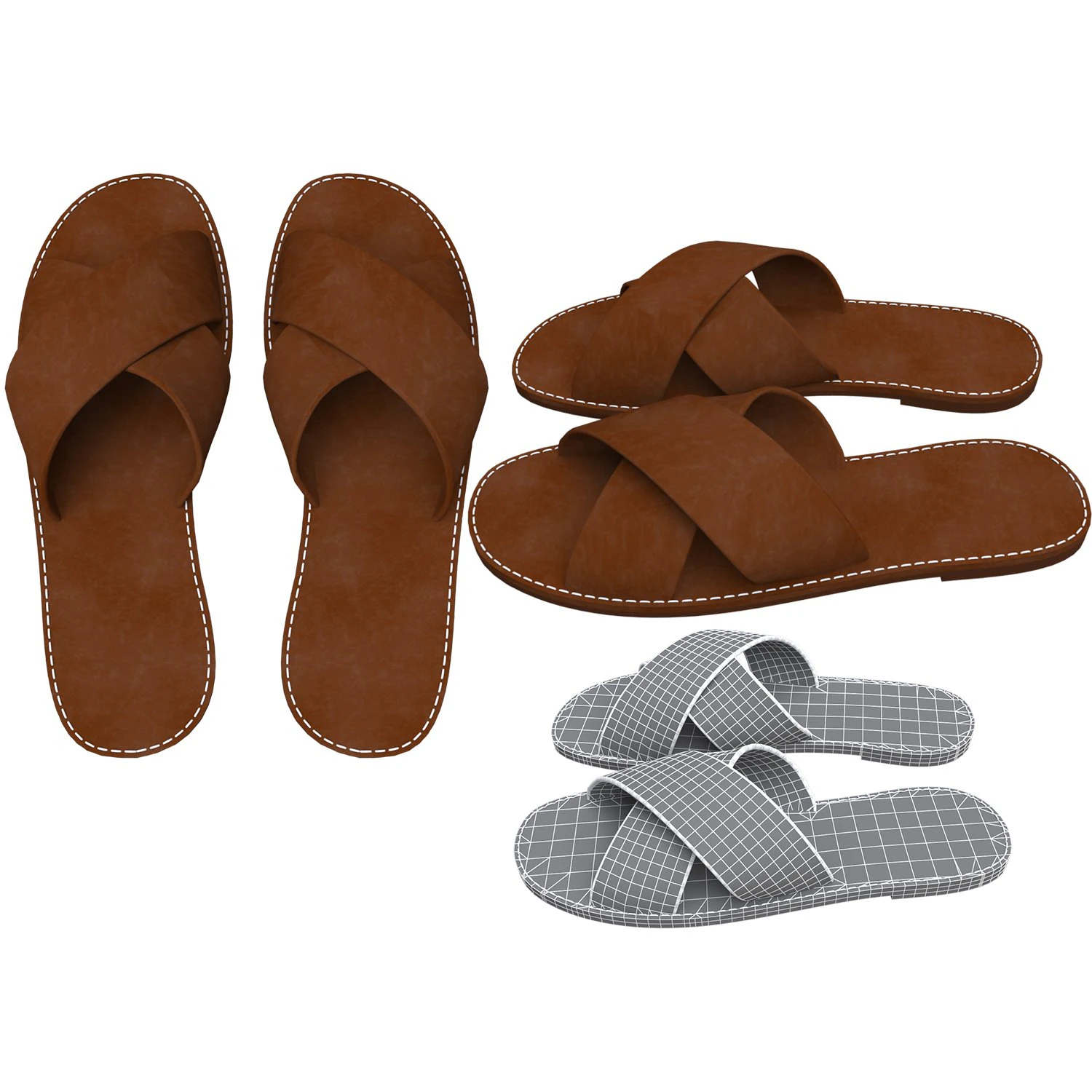 men leather slippers model 3D Model .c4d .max .obj .3ds .fbx .stl .blend 