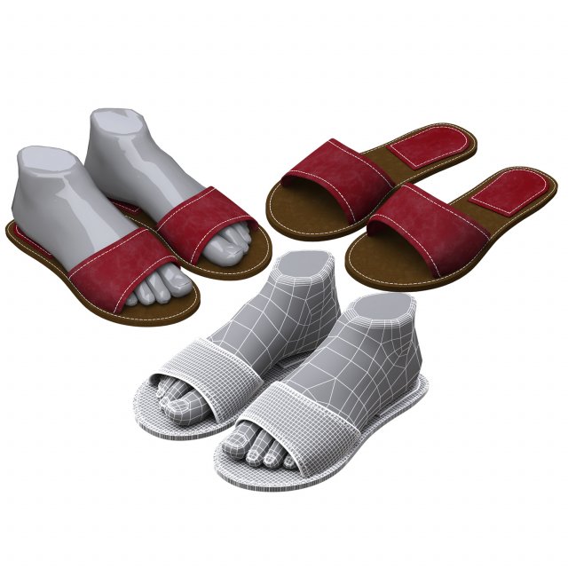 female slippers 3D मॉडल .c4d .max .obj .3ds .fbx .stl .blend