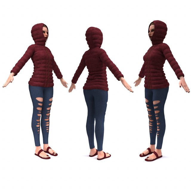3d realistic girl with designed cloth 3D मॉडल .c4d .max .obj .3ds .fbx .stl .blend 