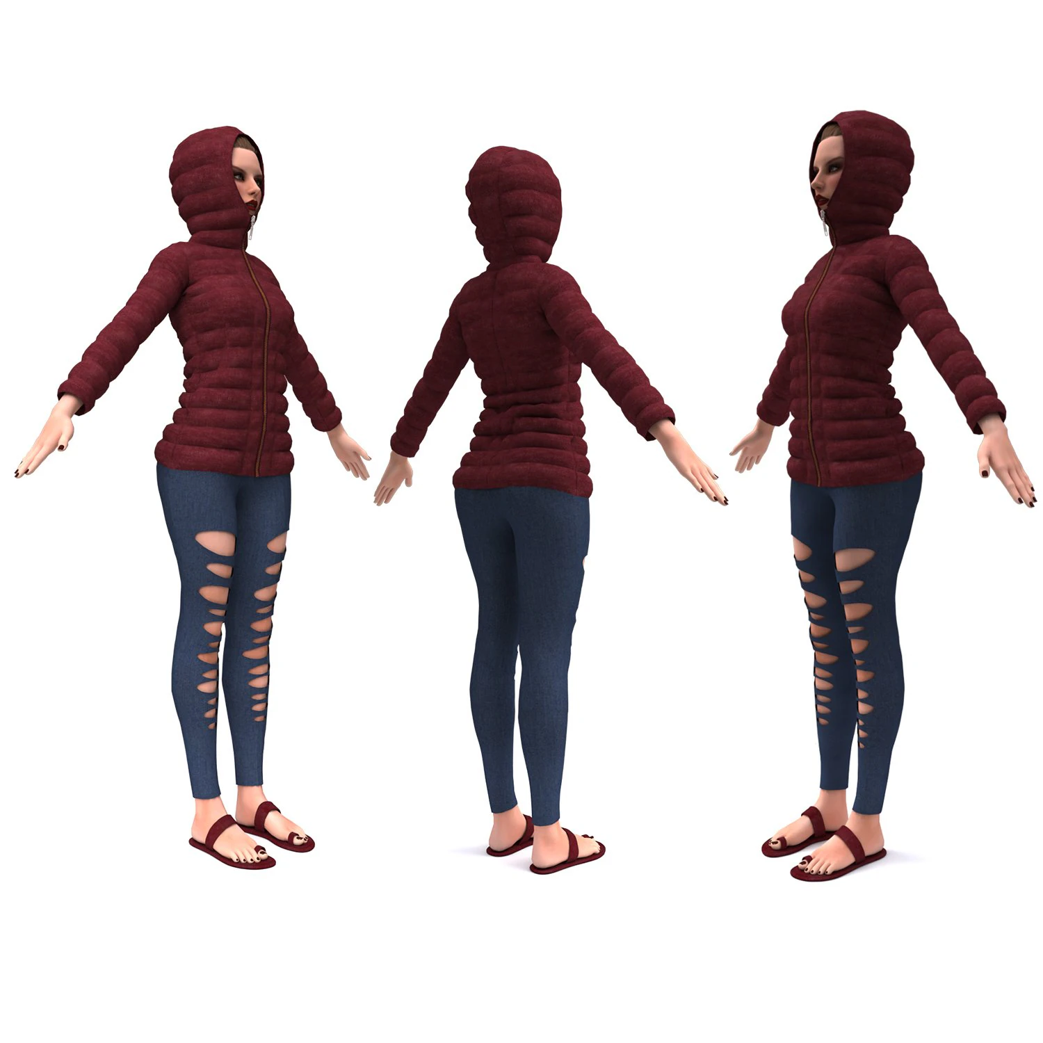 3d realistic girl with designed cloth 3D Model .c4d .max .obj .3ds .fbx .stl .blend 