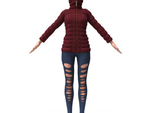 3d realistic girl with designed cloth 3D मॉडल