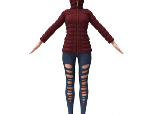 3d realistic girl with designed cloth 3D Model