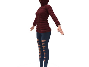 3d realistic girl with designed cloth 3D मॉडल