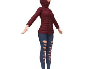 3d realistic girl with designed cloth 3D Model