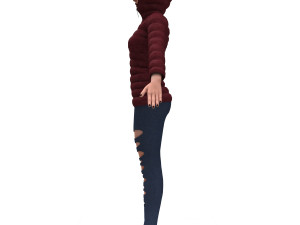 3d realistic girl with designed cloth 3D मॉडल