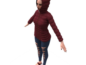 3d realistic girl with designed cloth 3D मॉडल