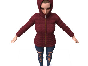 3d realistic girl with designed cloth 3D मॉडल