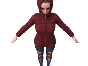 3d realistic girl with designed cloth 3D Model