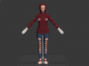 3d realistic girl with designed cloth 3D मॉडल