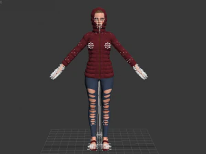 3d realistic girl with designed cloth 3D Model
