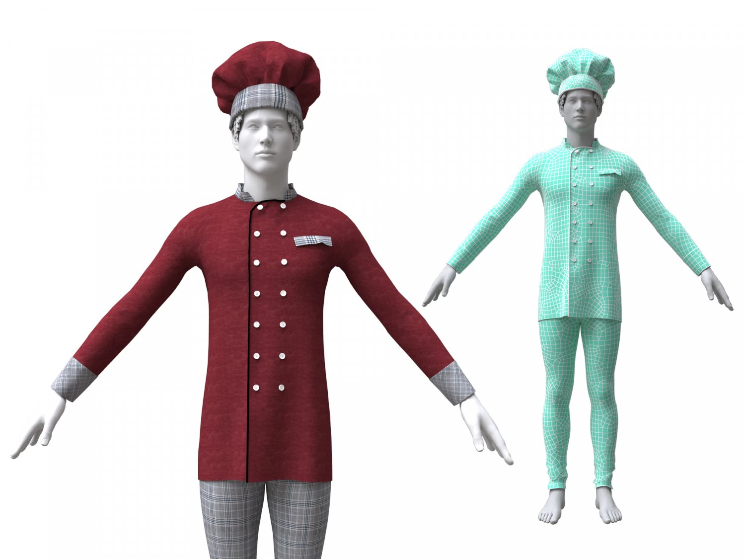 chef clothing 3D Model .c4d .max .obj .3ds .fbx .stl .blend 