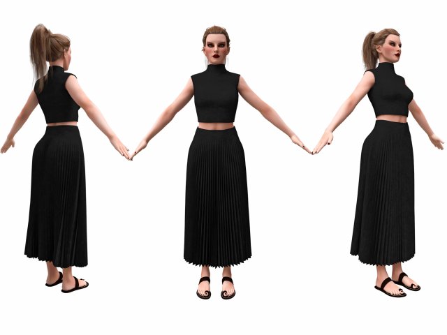 realistic female with clothing skirt 3D Модель .c4d .max .obj .3ds .fbx .stl .blend 