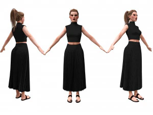 giyim etekli ger&ccedil;ek&ccedil;i kadın 3D Model