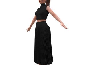 realistic female with clothing skirt 3D Модель