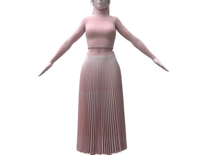 realistic female with clothing skirt 3D Модель