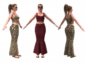 3d realistic female with fishtail skirt 3D Model