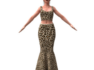 3d realistic female with fishtail skirt 3D Model